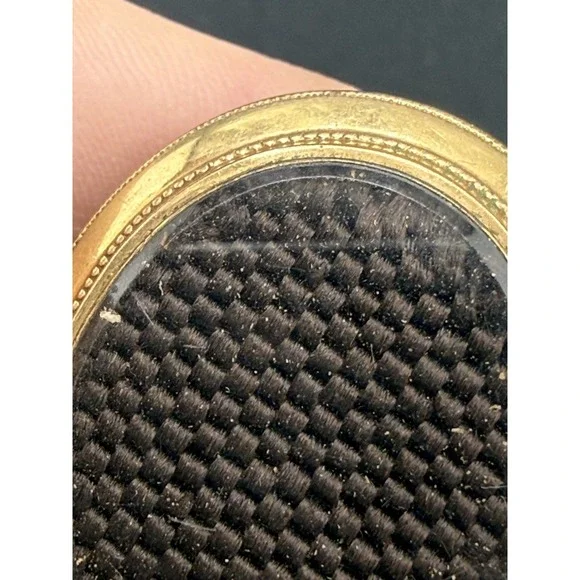 Vintage Victorian Hair Mourning Brooch Gold Tone - Picture 2 of 9